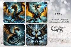 Fantasy dragon | 4 square coaster sublimation designs Product Image 1