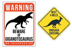 Dinosaur Road Sign Stickers Set 19 vector Designs Product Image 14