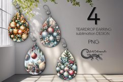 Christmas balls | 4 Teardrop earring Sublimation designs Product Image 1