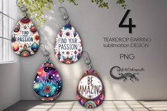 Boho inscription | 4 Teardrop Earring sublimation designs Product Image 1