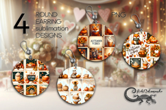 Autumn vibes | Round Earring Sublimation designs, PL Product Image 1