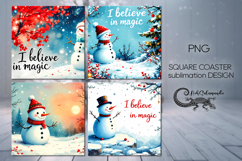 Snowman card | retro square coaster sublimation designs P Product Image 1