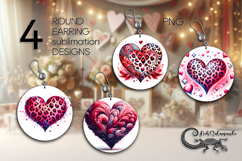 Love hearts | 4 Valentine Sublimation round earring designs Product Image 1