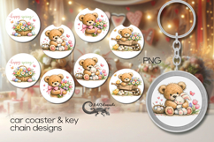 Easter Rabbit | 4 Car coaster &amp; 4 key chain spring designs Product Image 1