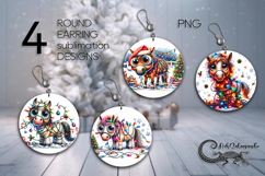 Christmas horse | 4 xmas Round earring Sublimation designs Product Image 1