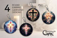 Christian Cross | 4 faith Sublimation Round Earring designs Product Image 1