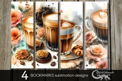 Watercolor Coffee | 4 bookmarks sublimation designs PLUS Product Image 1