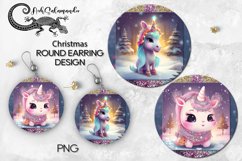 Christmas Unicorn | Sublimation round earring design PLUS Product Image 1