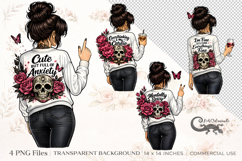 Messy Bun &amp; adult phrases | 4 PNG clipart Sublimation design Product Image 1