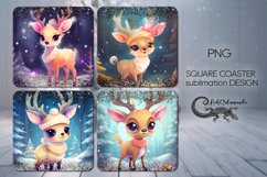 Cute Christmas deer | 4 square coaster sublimation designs P Product Image 1