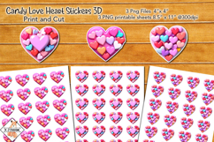 Candy Love Heart Stickers &amp; A4 Sheets | Print and Cut Product Image 1