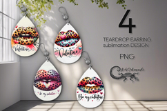 Lips Valentine Sublimation | 4 teardrop earring designs Product Image 1