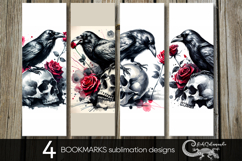 Gothic skulls | 4 retro bookmarks sublimation designs Product Image 1