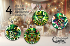 St. Patrick's day skull | 4 round Earrings sublimation PL Product Image 1