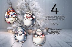 Winter snowman with cocoa | Teardrop earring sublimation PLU Product Image 1