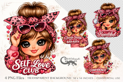 Messy Bun &amp; self love | 4 PNG clipart Sublimation designs Product Image 1