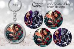Motorcycle girl | Car coaster &amp; key chain sublimation PLUS2 Product Image 1