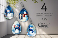 Snowman card | christmas Teardrop earring sublimation PL2 Product Image 1