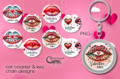Valentine lips | 4 Car coaster &amp; 4 key chain designs PL2 Product Image 1