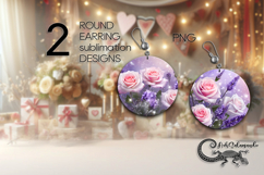 Delicate Roses | Round earring sublimation design PLUS2 Product Image 1