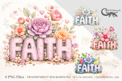 Faith floral clipart bundle | 4 PNG sublimation designs Product Image 1
