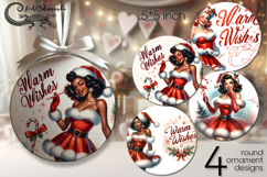 Christmas Pin up Girl | retro round ornaments sublimation P2 Product Image 1