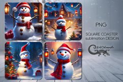 Snowman | 4 winter square coaster sublimation Product Image 1