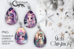 Christmas Unicorn | xmas sublimation teardrop earring PLUS2 Product Image 1