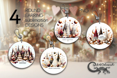 Christmas tree 2 | xmas Round earring Sublimation designs P2 Product Image 1