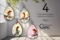 Vintage Christmas 2 | 4 xmas Teardrop earring Sublimation P2 Product Image 1