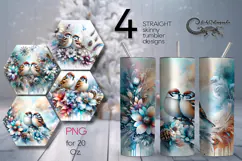Christmas birds | 4 xmas Sublimation Tumbler designs Product Image 1