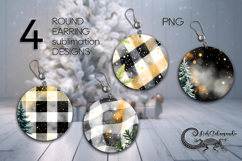 Christmas plaid | 4 xmas Round earring Sublimation designs 2 Product Image 1