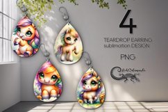 Rainbow animals | 4 Teardrop earring Sublimation designs PL2 Product Image 1