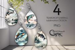 Fish On | 4 Fishing Teardrop earring sublimation designs P2 Product Image 1