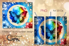 Watercolor Butterfly | Skinny tumbler Sublimation design PL2 Product Image 1