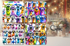 Funny pets | 4 cartoon square coaster sublimation designs P2 Product Image 1