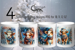 Christmas cow | 4 vintage Sublimation Mug design PLUS Product Image 1
