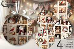 Christmas collage | 4 retro Round ornaments sublimation P2 Product Image 1