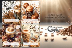 Watercolor Coffee | 4 Money Card Sublimation designs PLUS Product Image 1