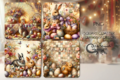Shabby chic easter | 4 square coaster sublimation designs P2 Product Image 1