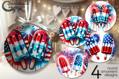 USA flage | patriotic round ornaments sublimation PL2 Product Image 1