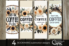 Coffee &amp; flowers | 4 bookmarks sublimation designs PLUS2 Product Image 1