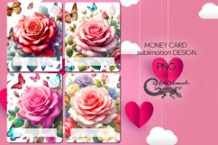 Watercolor rose | 4 Money Card Flowers Sublimation designs2 Product Image 1