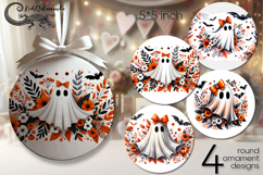 Cute ghost | halloween round ornaments sublimation design P2 Product Image 1