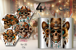Western skull | straight skinny tumbler sublimation design 2 Product Image 1