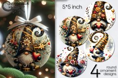Valentine gnome| 4 round ornaments sublimation designs2 Product Image 1