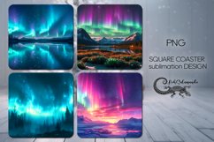 Northern lights | 4 square coaster sublimation designs P2 Product Image 1