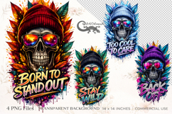 Skull Graffiti PNG Bundle | 4 PNG sublimation designs Product Image 1