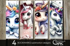 Valentine unicorn | Love bookmarks sublimation design PL2 Product Image 1