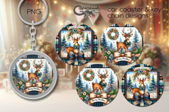 Christmas deer | vintage Car coaster &amp; key chain designs P2 Product Image 1
